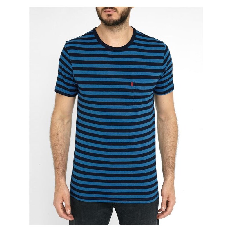LEVI'S Blau gestreiftes Pocket-T-Shirt