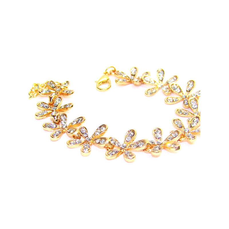 Lesara Goldfarbenes Armband mit Strass-Blüten