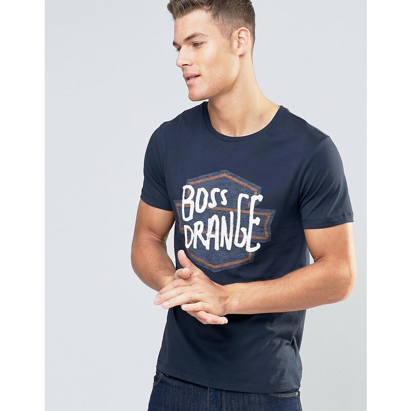 BOSS Orange By Hugo Boss - Tommi 1 - T-Shirt mit Biker-Logo - Marineblau