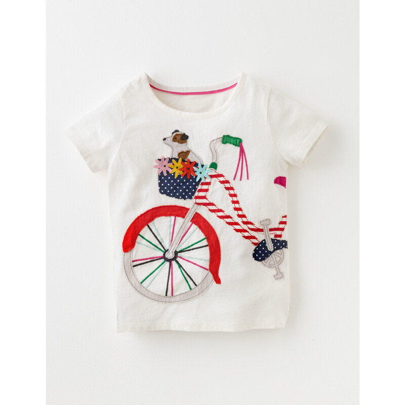 Shirt mit Tierapplikation Elfenbeinfarben Mädchen Boden