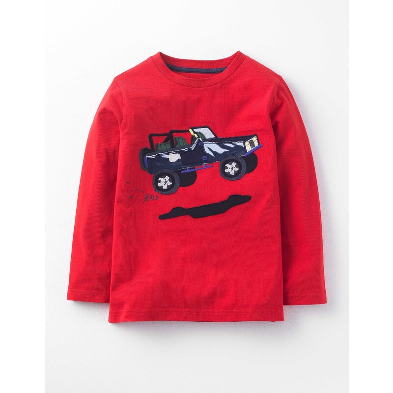 T-Shirt mit Fahrzeug-Applikation Rot Jungen Boden