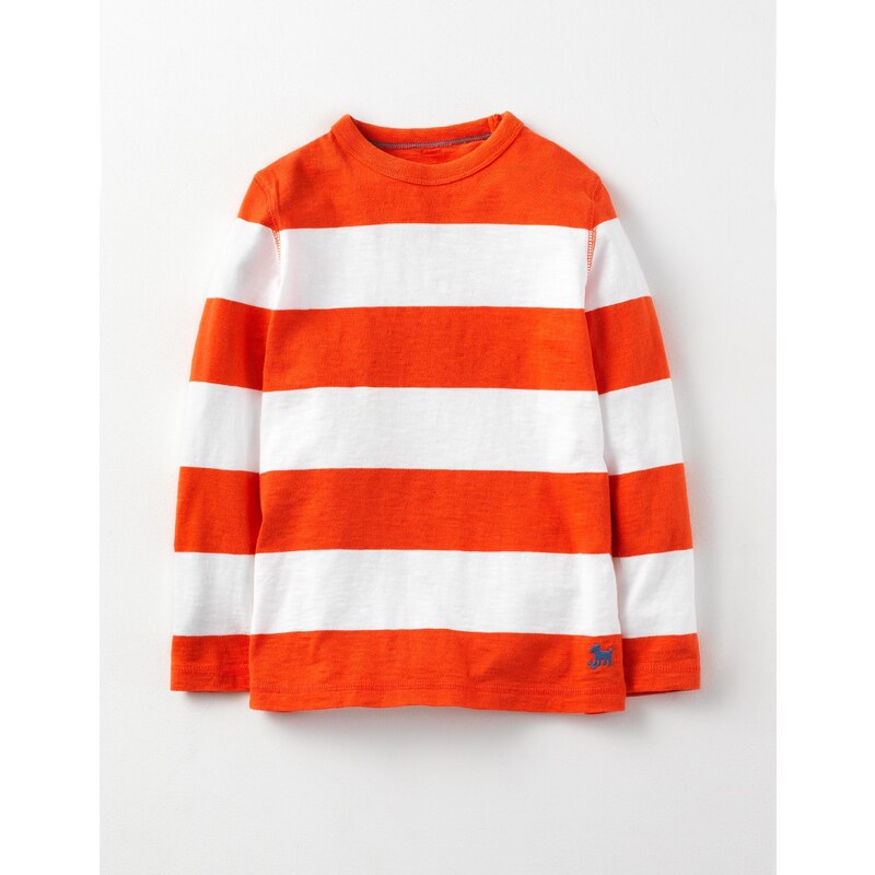 T-Shirt mit Flammgarn-Streifenmotiv Orange Jungen Boden