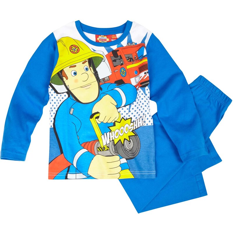 Feuerwehrmann Sam Pyjama blau in Größe 98 für Jungen aus 100% Baumwolle