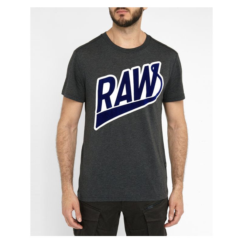 G-STAR T-Shirt mit Rundhalsausschnitt schwarzmeliert mit Logo Raw Torpo