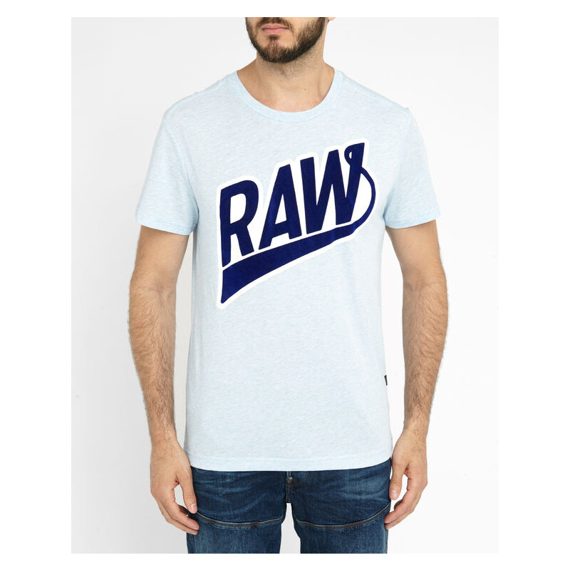 G-STAR Himmelblau meliertes T-Shirt mit Rundhalsausschnitt mit Logo Raw Torpo