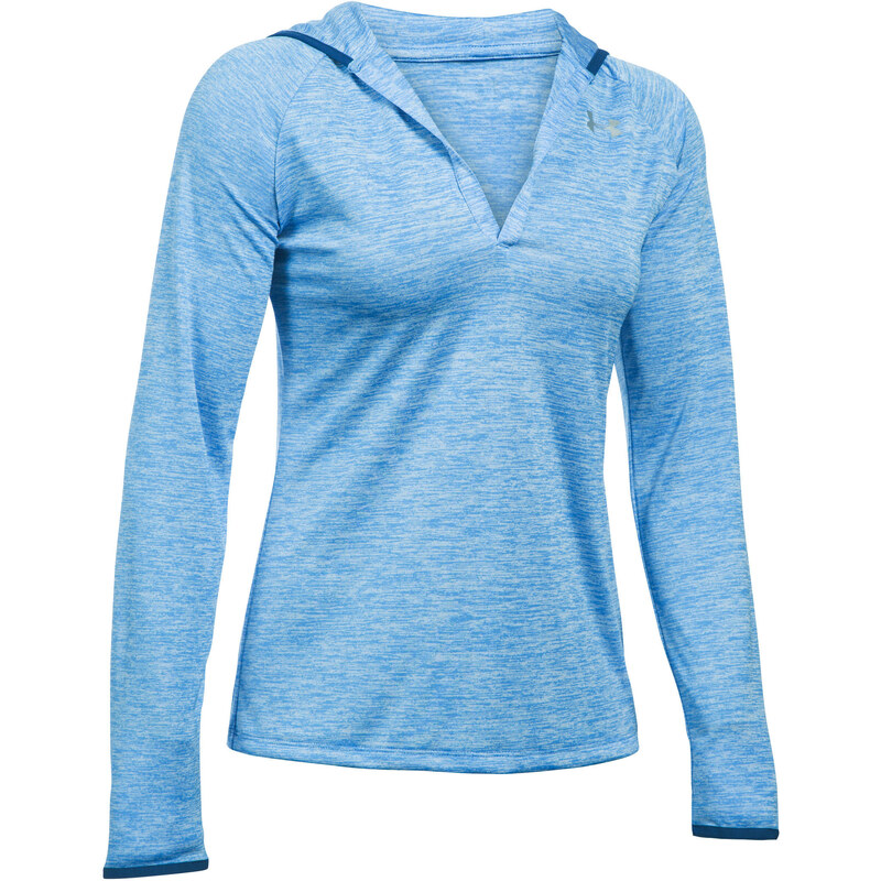 Under Armour: Damen Trainingsshirt UA Tech Henley Langarm, aqua, verfügbar in Größe M