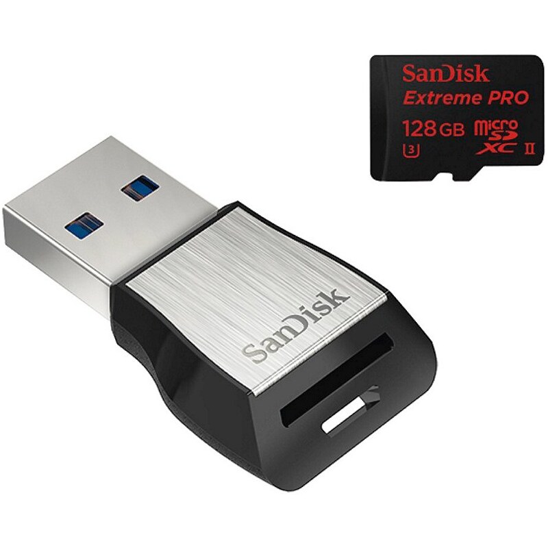 SanDisk microSDXC Extr. Pro 128GB, UHS Sp. Cl. U3, UHS-II, 275 MB/s +