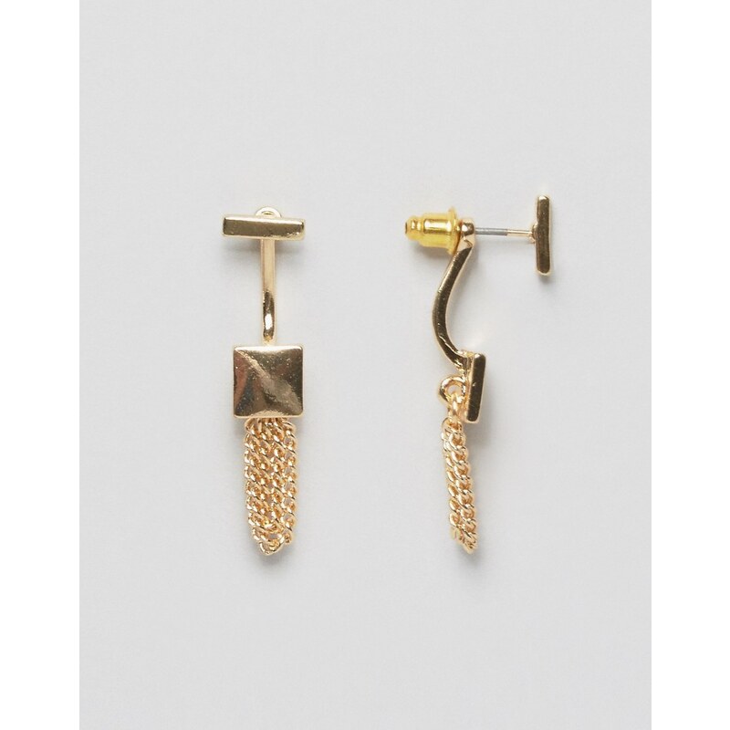 ASOS - Ohrringe mit quadratischem Design und Kettenverzierung - Gold