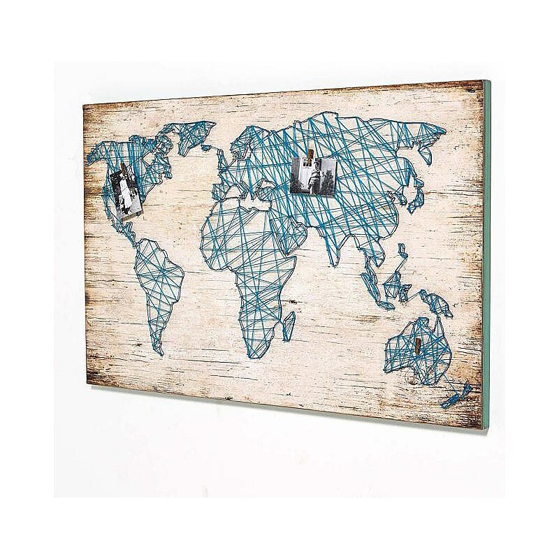Home affaire Bild »Travel«, mit Weltkarte aus Bindfaden, 120/78 cm