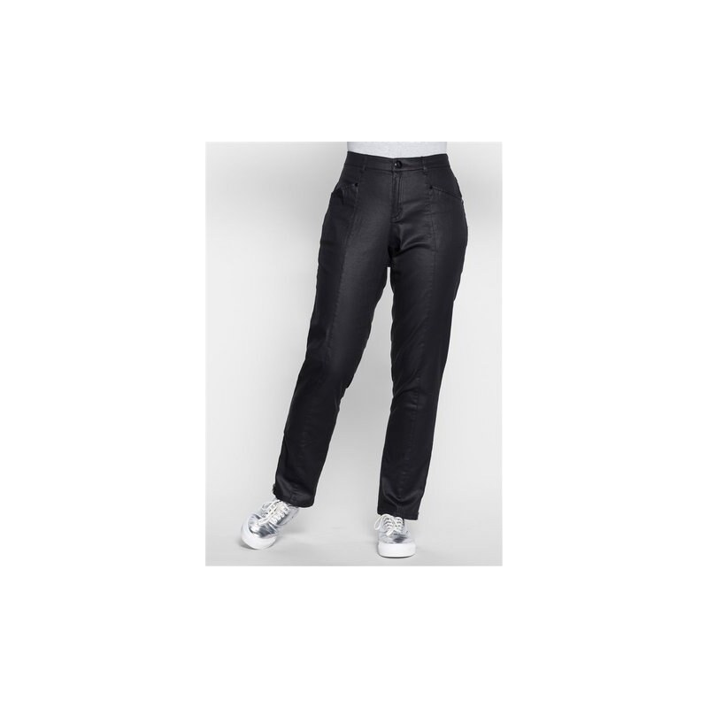 Damen Trend Gerade Stretch-Hose mit Beschichtung SHEEGO TREND schwarz 40,42,44,46,48,50,52,54,56,58