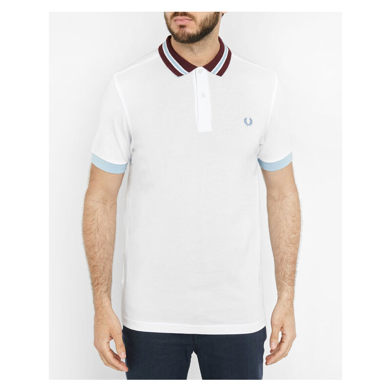 FRED PERRY Poloshirt Bomber Stripe in Weiß und Bordeauxrot