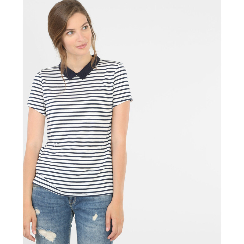 T-Shirt mit Polokragen Marineblau, Größe L -Pimkie- Mode für Damen