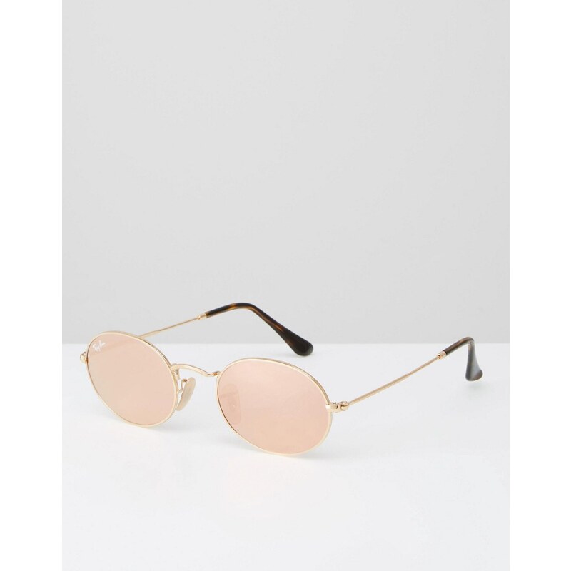 Ray-Ban - Sonnenbrille mit ovalen flachen Gläsern und rosafarbenen Flash-Gläsern - Rosa
