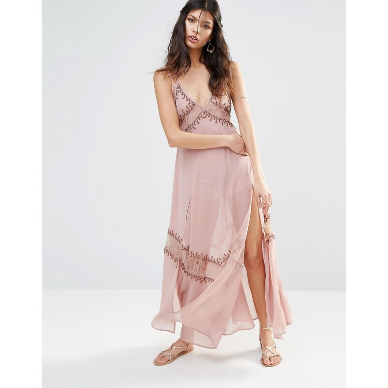 The Jetset Diaries - Las Perlas - Besticktes Kleid im Lingerie-Stil - Rosa