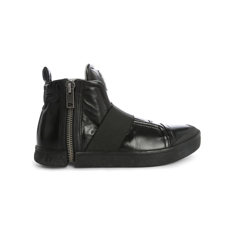DIESEL Schwarze Sneaker mit elastischem Oberteil und Reißverschluss All Over Nentish Strap