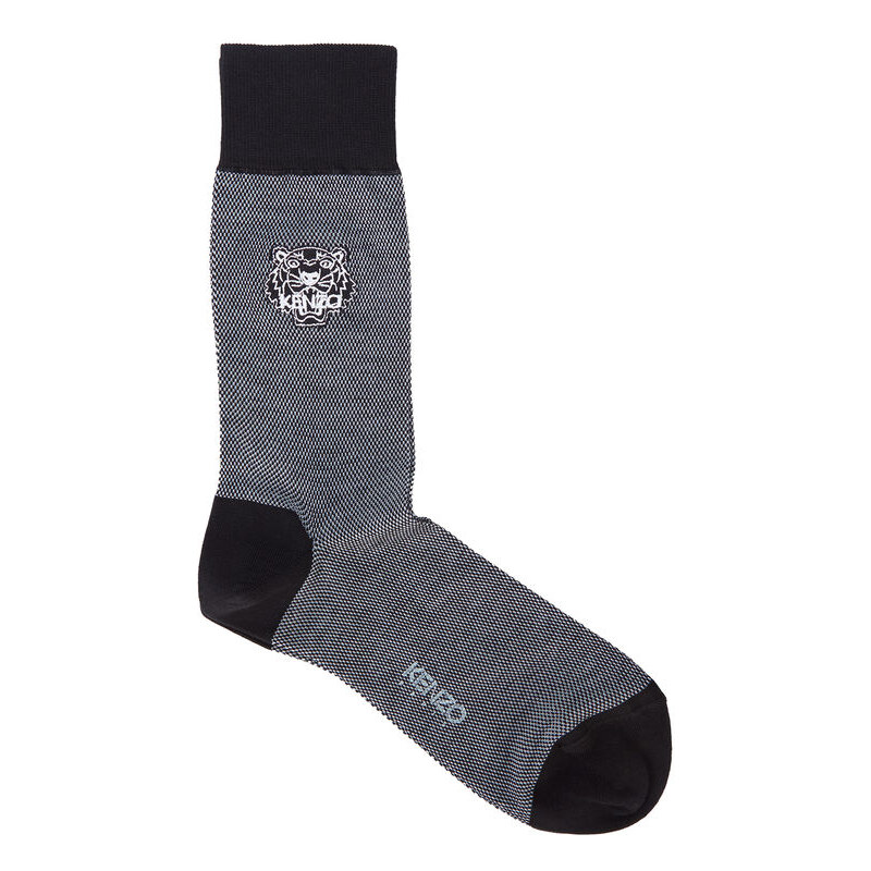 KENZO Schwarze Socken mit weiß meliertem Tigerlogo