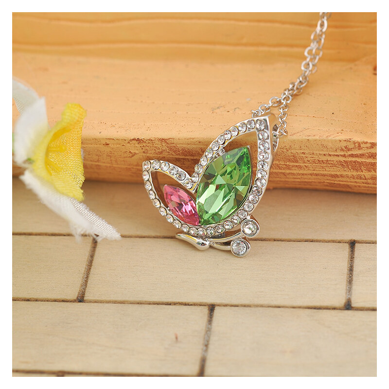 Lesara Halskette mit Swarovski Elements-Anhänger Schmetterling - Grün