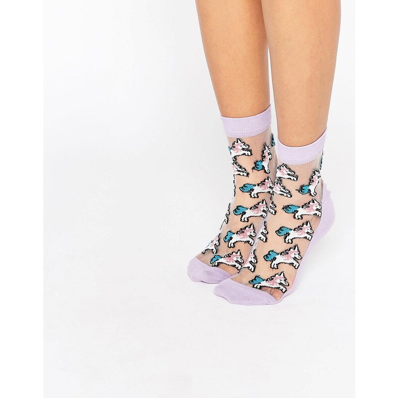 ASOS - Socken mit transparentem Einhorndesign - Violett