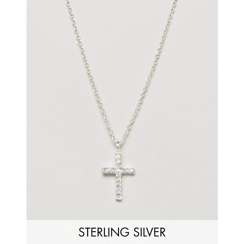 ASOS - Collier aus Sterlingsilber mit Strass-Kreuz - Silber