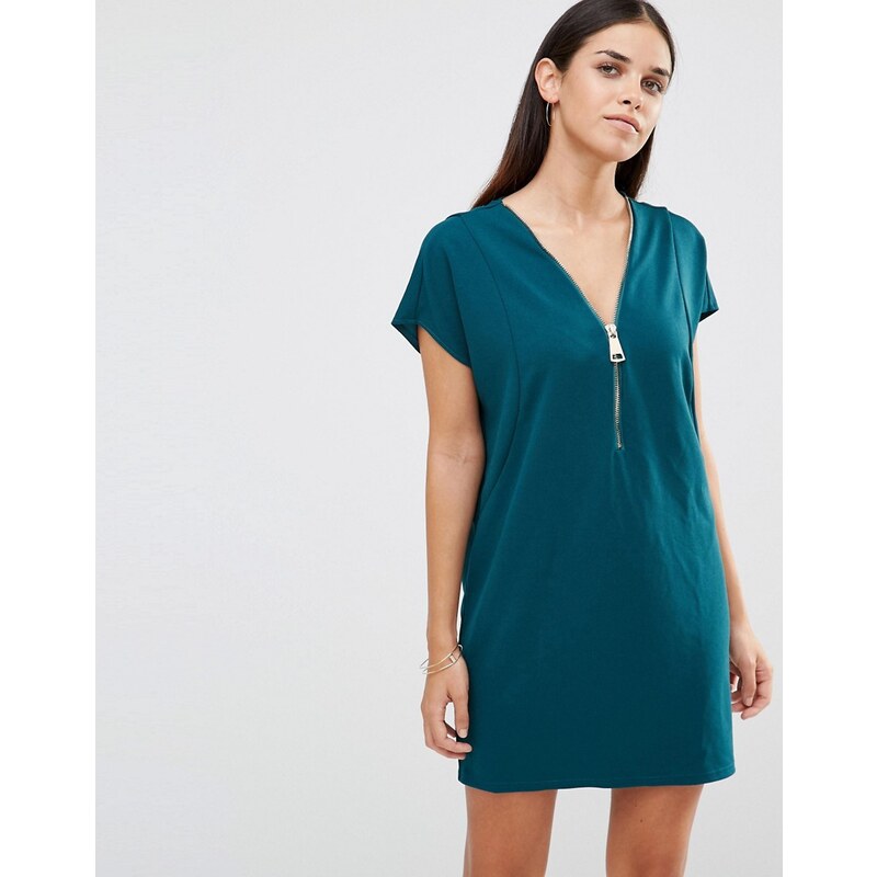 Ax Paris - Übergroß geschnittenes Kleid mit Reißverschluss - Grün