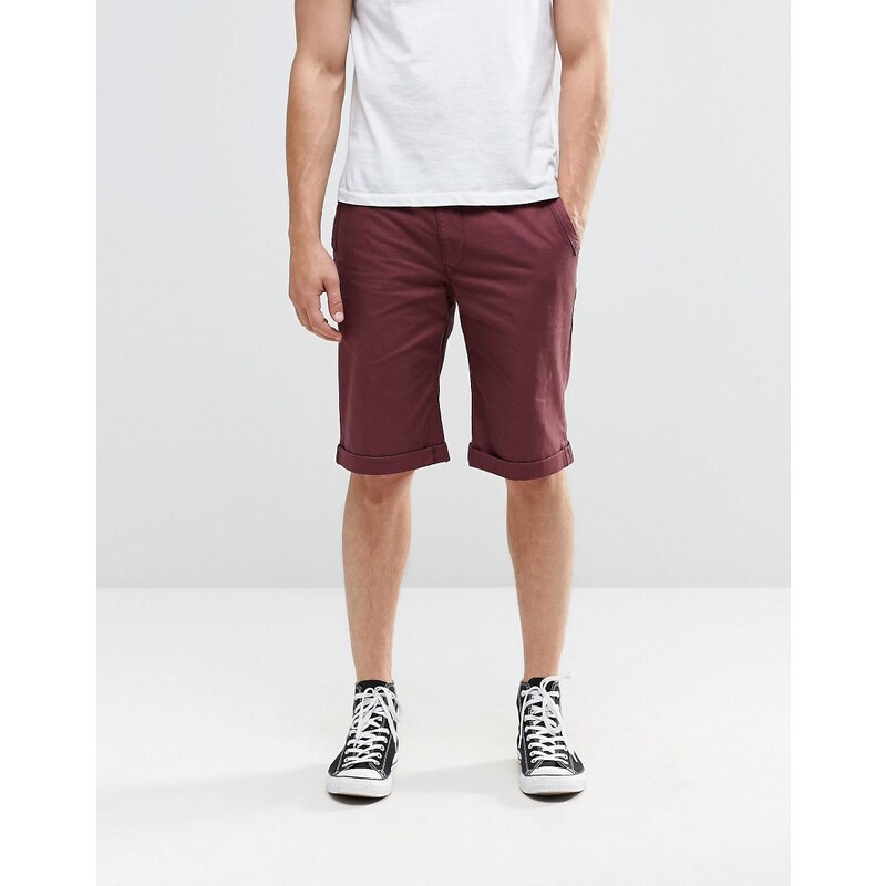 Brooklyn Supply Co - Enge Chino-Shorts in Weinrot - Rot