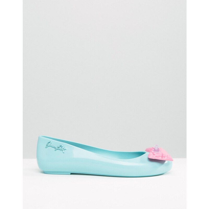 Melissa + Jeremy Scott - Space Love - Flache Schuhe in Peppermint mit farblich abgesetzter Schleife - Grün
