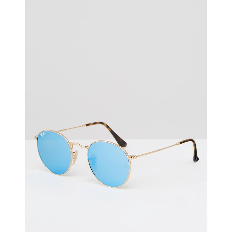 Ray-Ban - Runde Brille mit blau verspiegelten Gläsern und goldfarbenem Metallgestell - Blau