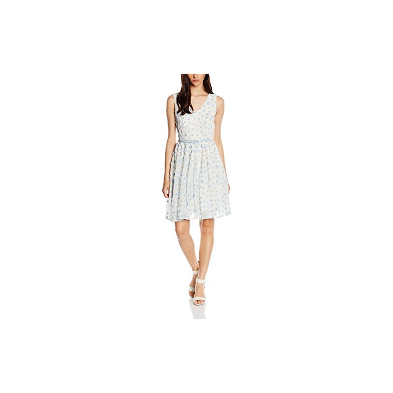 Darling Damen Skater Kleid Gr. 40, Weiß - White (Light Blue/White)