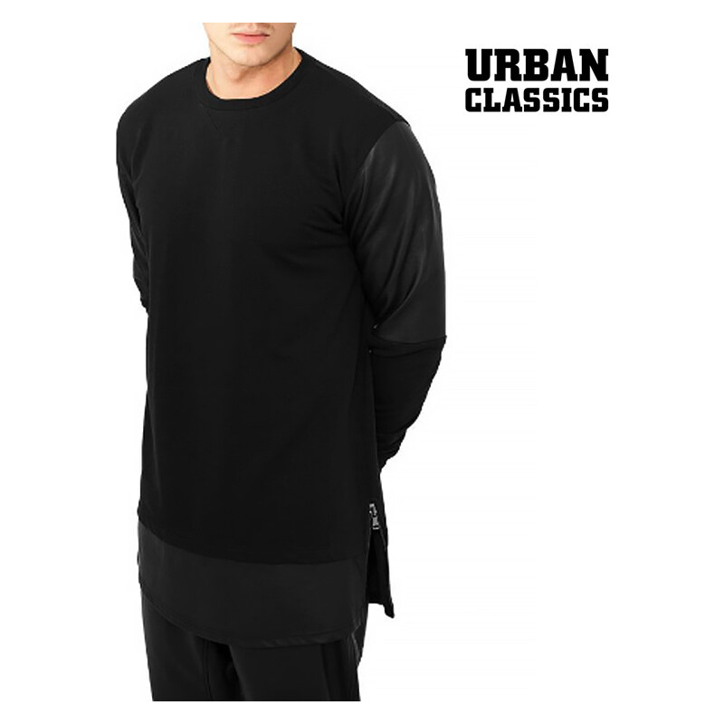 Urban Classics Sweater mit Kunstleder-Ärmeln - XL