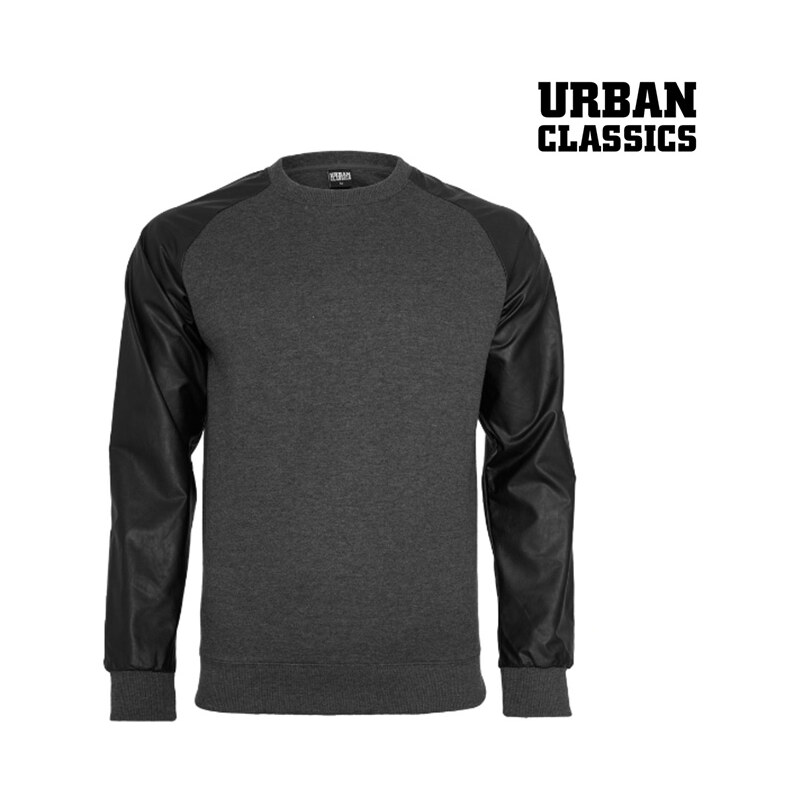 Urban Classics Sweater mit Raglanärmeln in Leder-Optik - XL