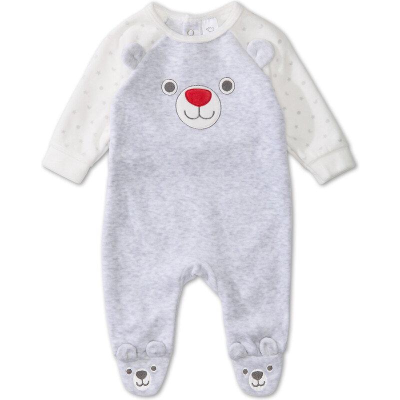 C&A Baby-Schlafanzug in Velours-Qualität in Grau