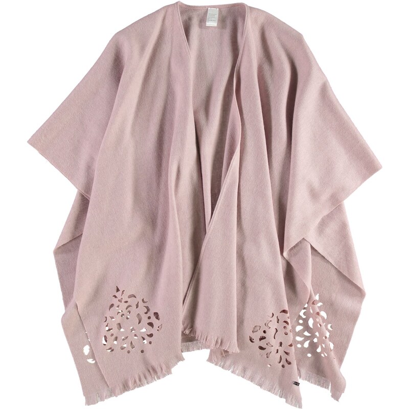 FRAAS Wollponcho mit Lasercutmuster in rosa