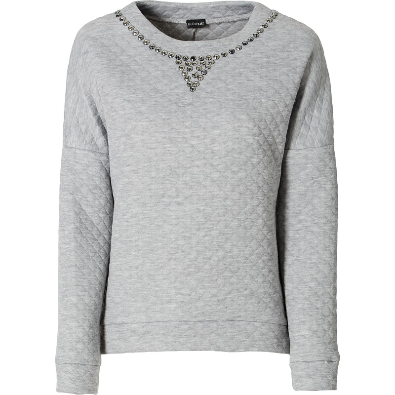BODYFLIRT Sweatshirt langarm in grau (Rundhals) für Damen von bonprix
