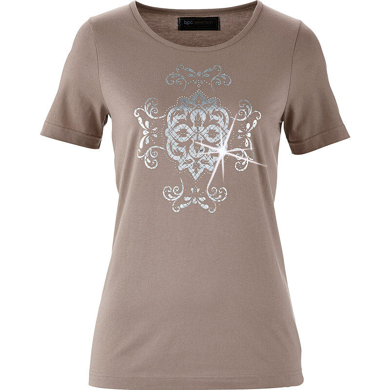 bpc selection Shirt mit Folienprint Kurzarm in braun für Damen von bonprix