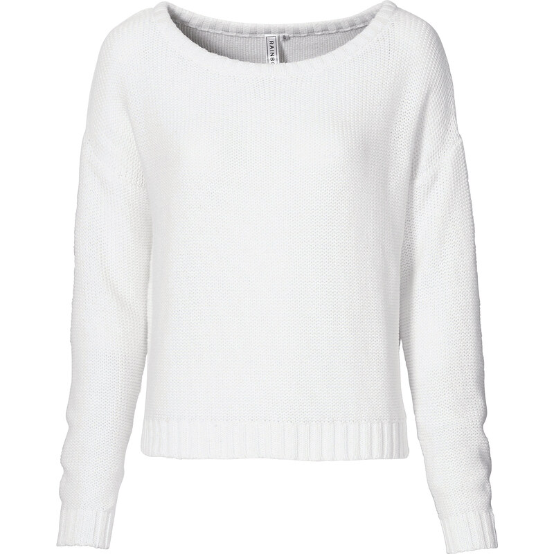RAINBOW Pullover, verkürzt in weiß für Damen von bonprix
