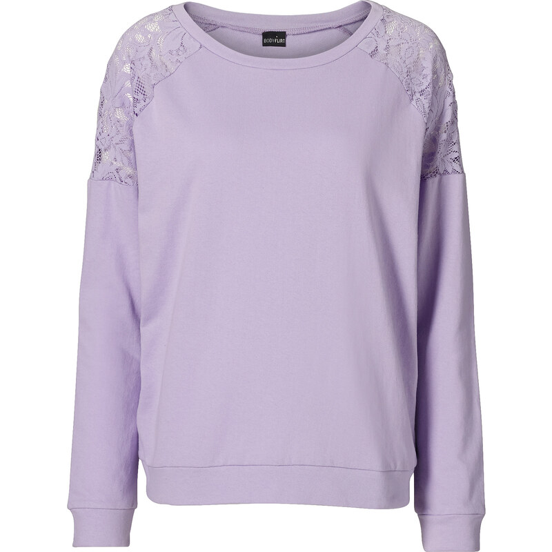 BODYFLIRT Sweatshirt mit Spitze in lila für Damen von bonprix