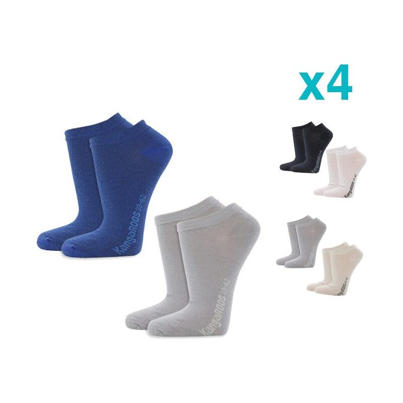 Lesara 8er-Set Kangaroos Sneaker-Socken - Grau und Beige - 39-42