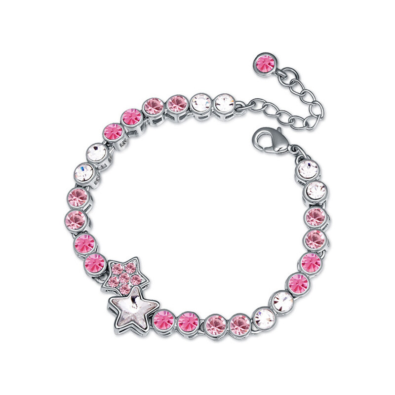 Lesara Armband mit Sternen-Anhänger & Swarovski Elements - Pink