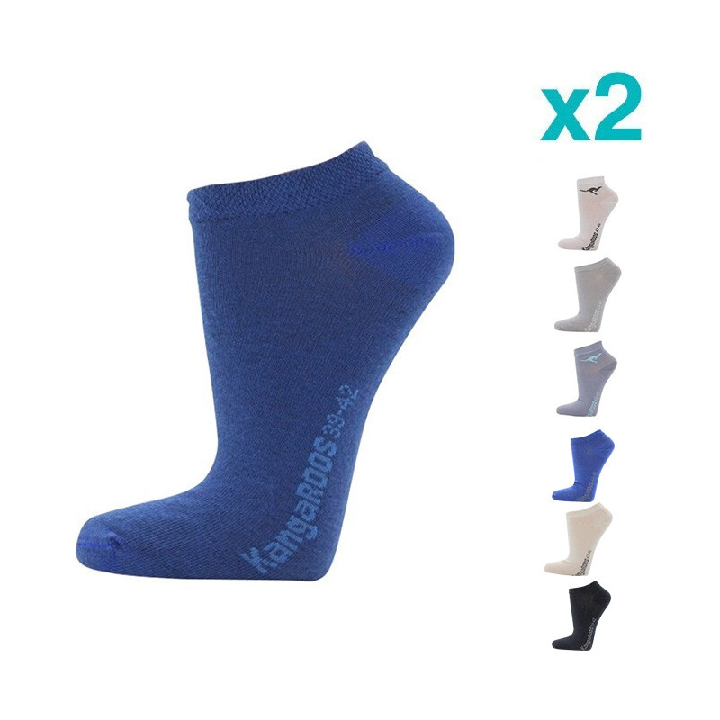 Lesara 2er-Set Kangaroos Sneaker-Socken - Hellblau - 39-42