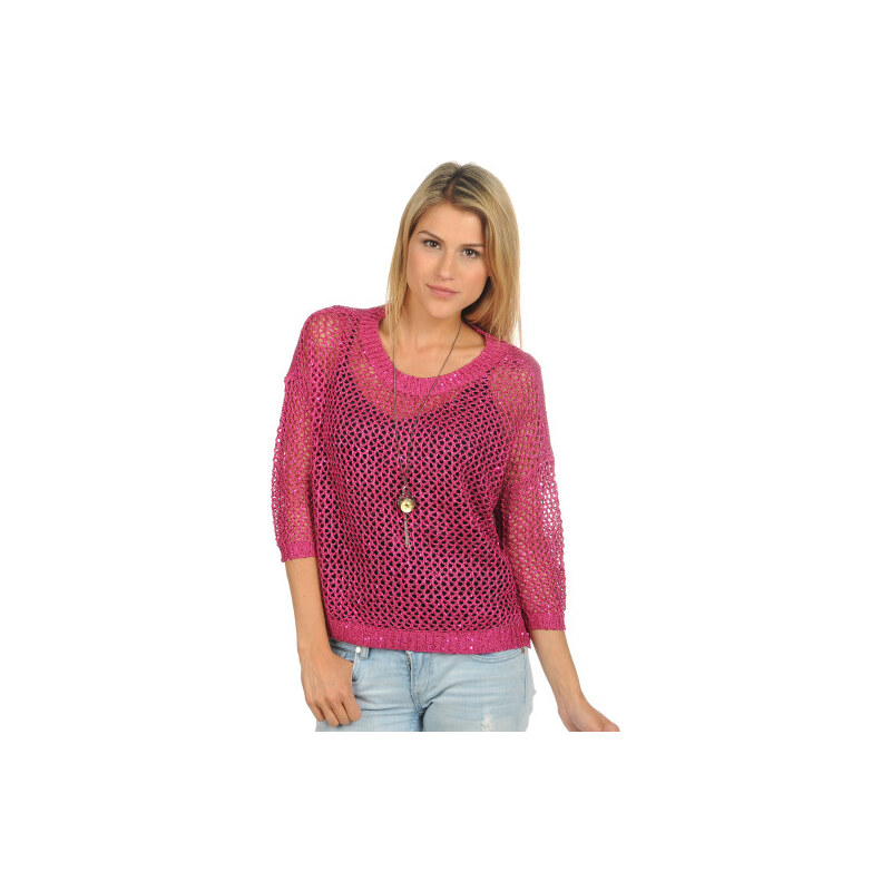 Only Palli 3/4 Beauty Pullover fuchsia red