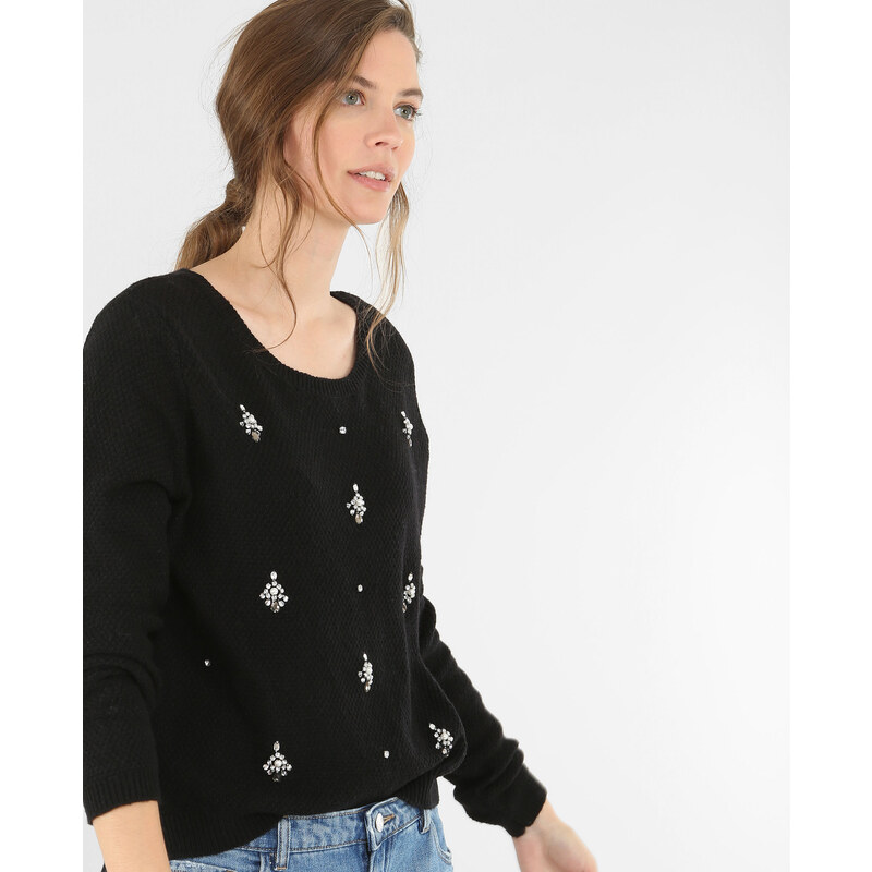 Pullover mit Strass Schwarz, Größe S -Pimkie- Mode für Damen