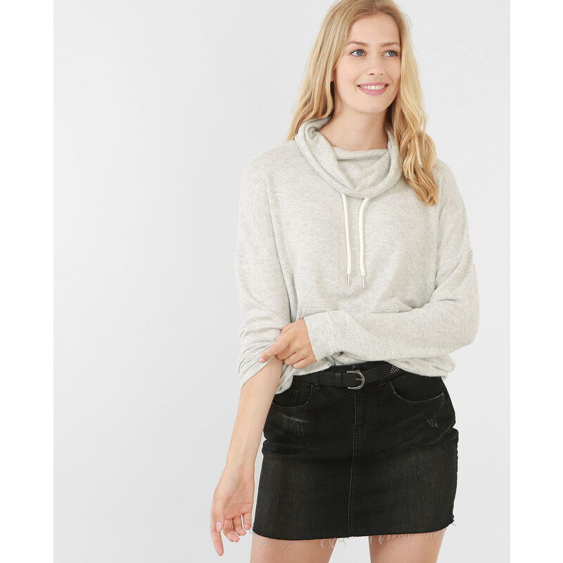 Sweatshirt mit Stehkragen Grau meliert, Größe M -Pimkie- Mode für Damen