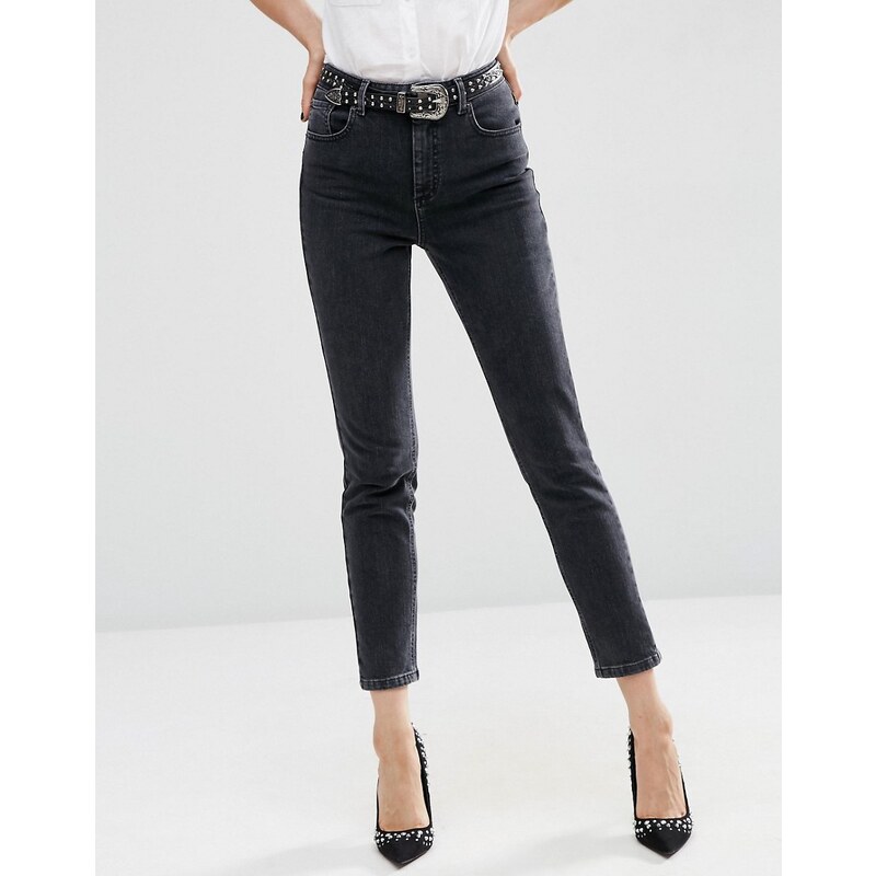 ASOS - Farleigh - Mom-Jeans mit hoher Taille in verwaschenem Schwarz - Schwarz