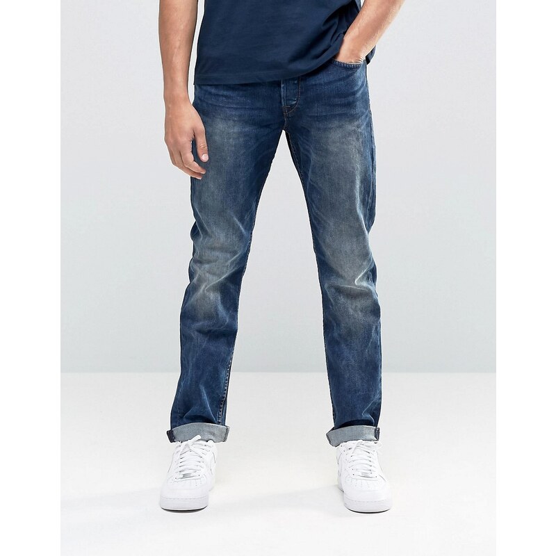 Only & Sons - Stretch-Jeans mit Vintage-Waschung, reguläre Passform - Blau