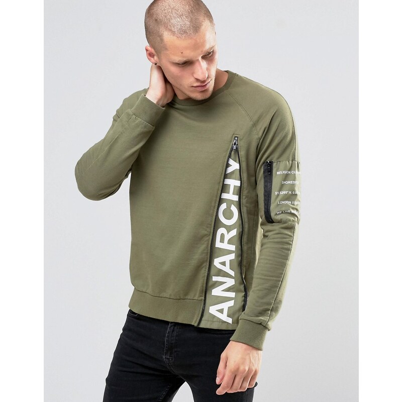 Religion - Anarchy - Sweatshirt mit Reißverschluss - Grün