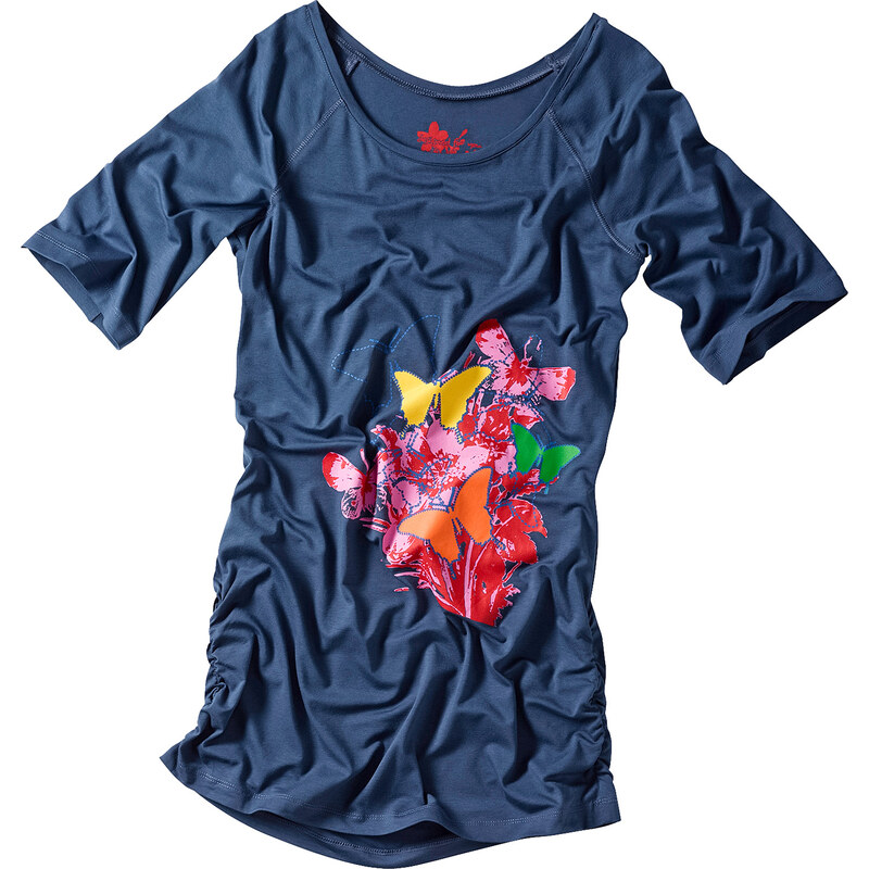 RAINBOW Shirt halber Arm figurbetont in blau (Carmen-Ausschnitt) für Damen von bonprix