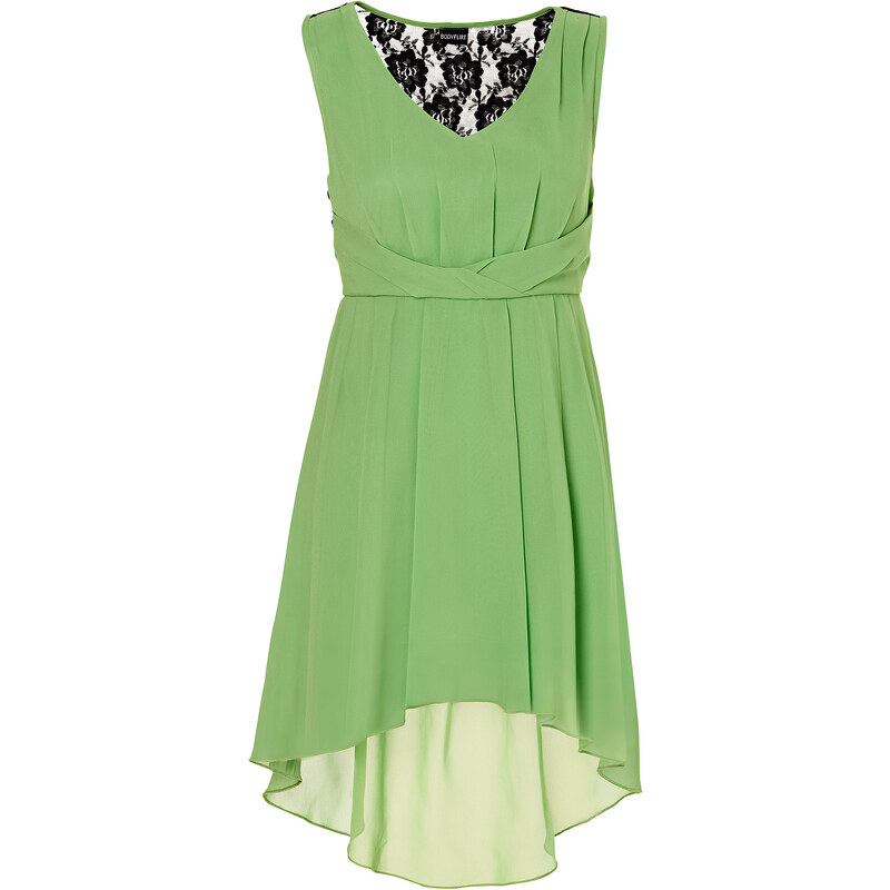 BODYFLIRT Kleid ohne Ärmel figurbetont in grün (V-Ausschnitt) von bonprix