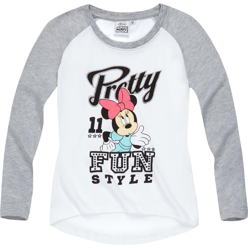 Disney Minnie Langarmshirt weiß in Größe 104 für Mädchen aus 100% Baumwolle Grau: 60% Baumwolle 40% Polyester