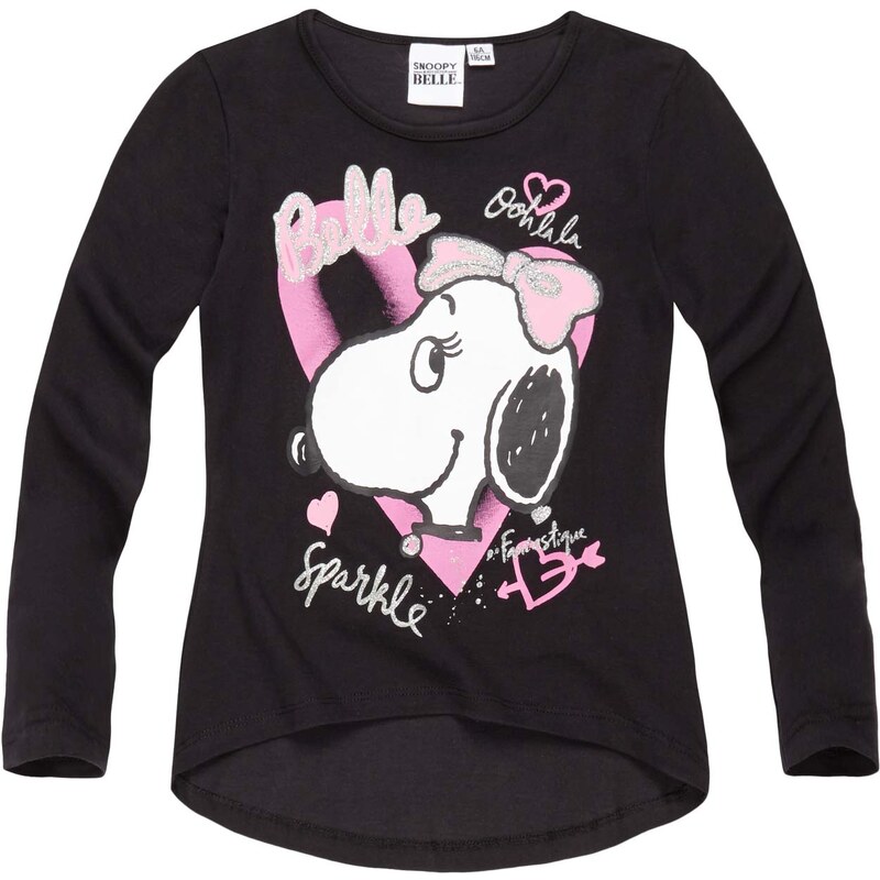 Snoopy Langarmshirt schwarz in Größe 116 für Mädchen aus 100% Baumwolle