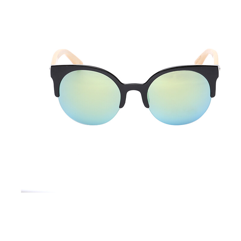 Lesara Sonnenbrille mit runden Gläsern & Holzbügel - Blau